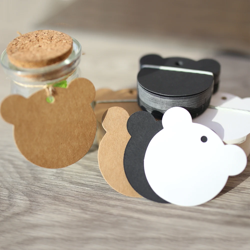 Бирки из крафт бумаги Bear head садовые бирки для рукоделия свадебная Note пустая