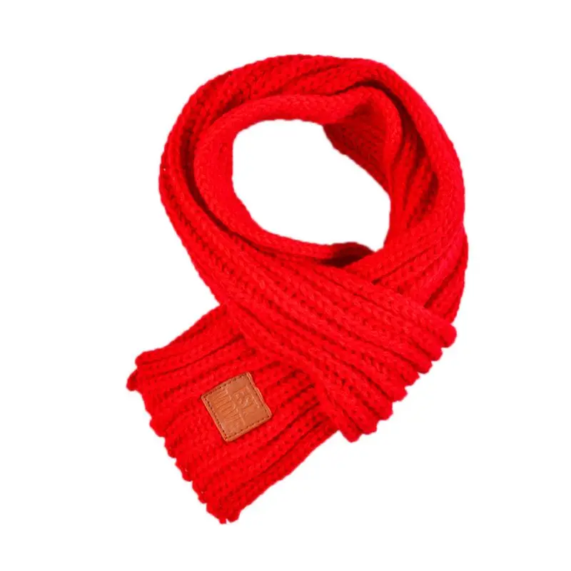 Детский вязаный шарф из акрилового волокна для мальчиков и девочек, плотная зимняя теплая шаль с резиновыми буквами - Цвет: Красный