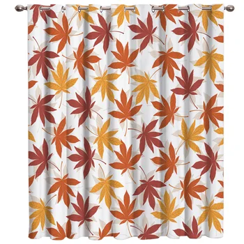 

Autumn Style Red Maple Leaf Yellow Maple Leaf Window Treatments Curtains Valance Window Curtains Dark Curtains Bathroom Blackout