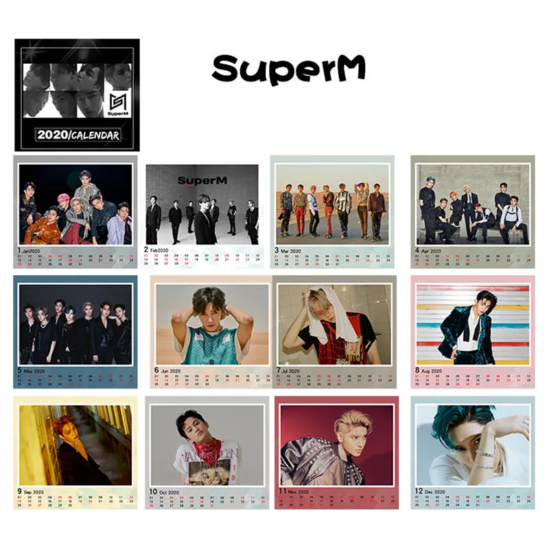 7 видов стилей kpop Super M Twice TXT производство 101x1 бездомные дети ITZY EXO календарь Настольный Декор jpepping KAI MARK BAEKHYUN KIM YOHAN
