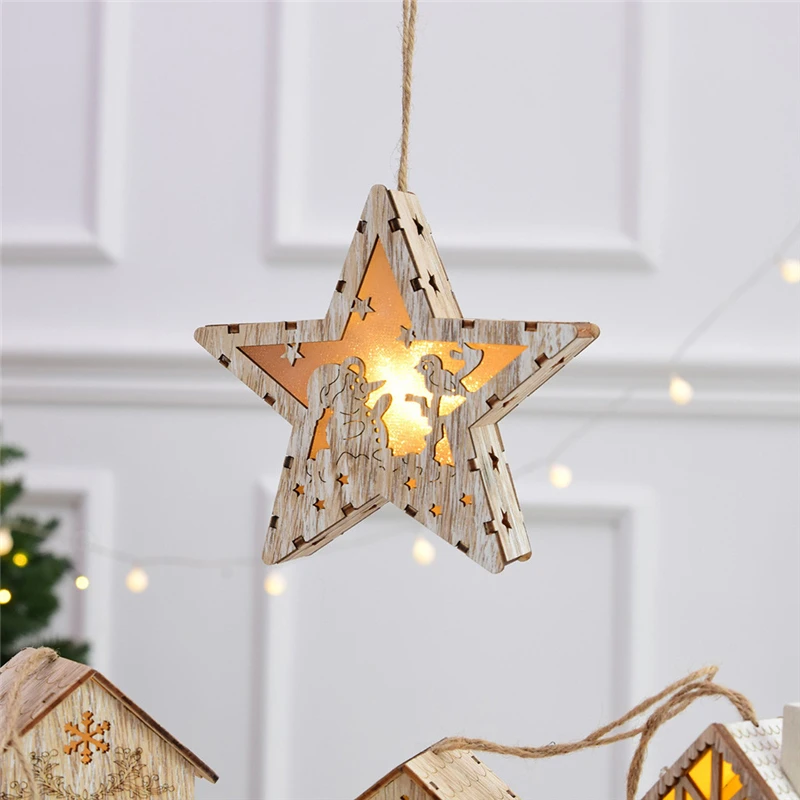 LED Garland Light Wood House Cute Christmas Tree Decoration Hanging Window Holiday Decoration Luces Led Decoracion 30OCT1107