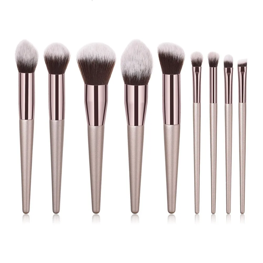 9pcs 4-14 шт. набор кистей для макияжа, для тональной основы, пудры, румян, теней, консилера, губ, глаз, кисти для макияжа с сумкой, косметические инструменты для красоты - Handle Color: 9pcs