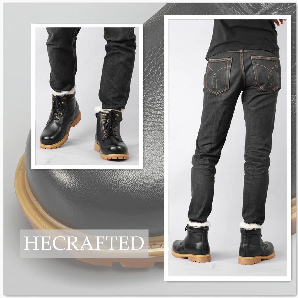 Beste Natuurlijke Wol Laarzen Winte Size 36 ~ 48 Warmste Natuurlijke Lederen Handgemaakte Schoenen Mannen Winter # CX5086YM