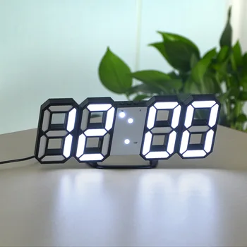 

3D LED Night light Digital Alarm Clocks Electronic Watch Wall Clock Snooze Desktop Table Clock Temperature Display Home Deco