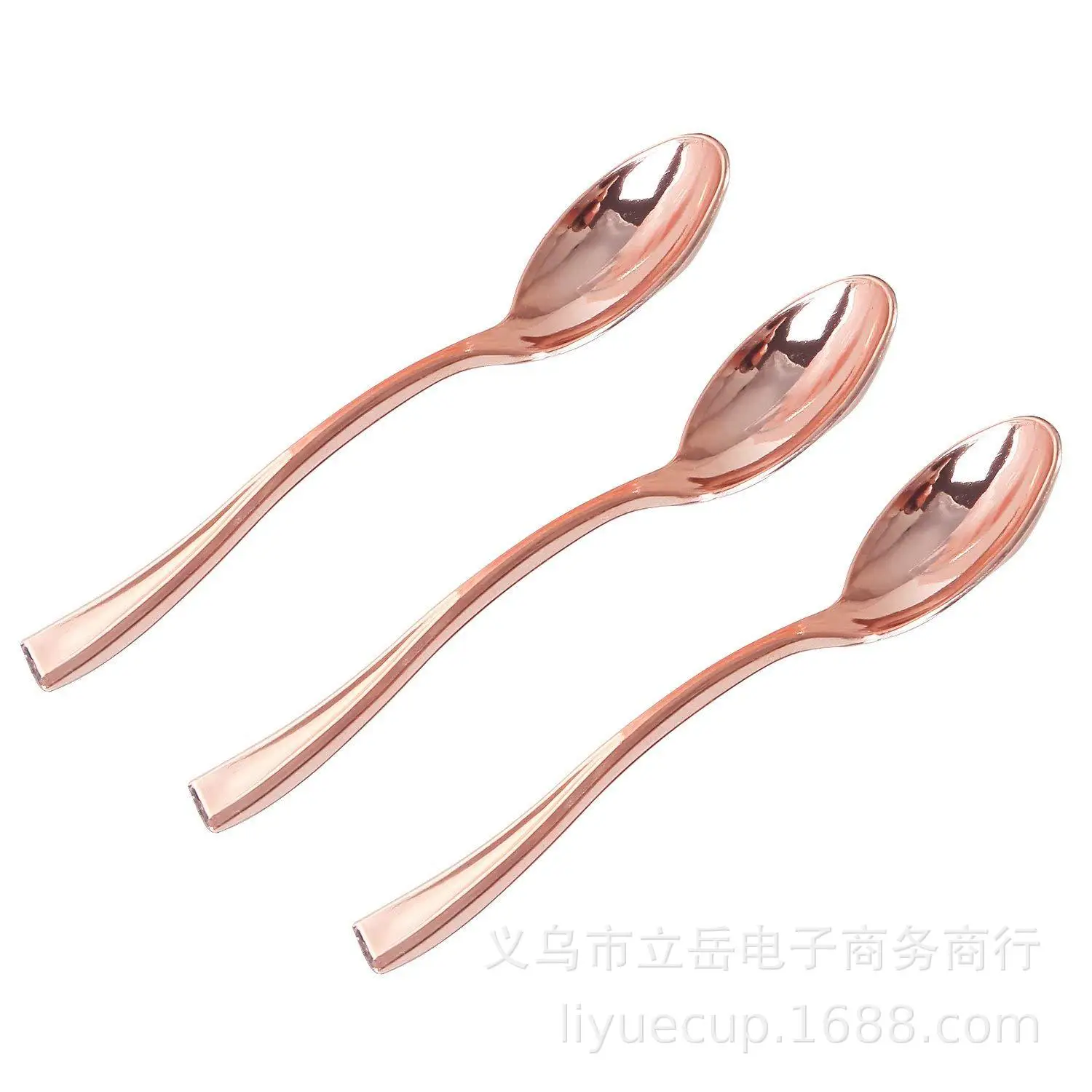 

Rose Gold Pudding Spoon Plastic Dessert Spoon Disposable Plastic Small Spoon Sub-Party Tableware Buffet Baking Spoon PS
