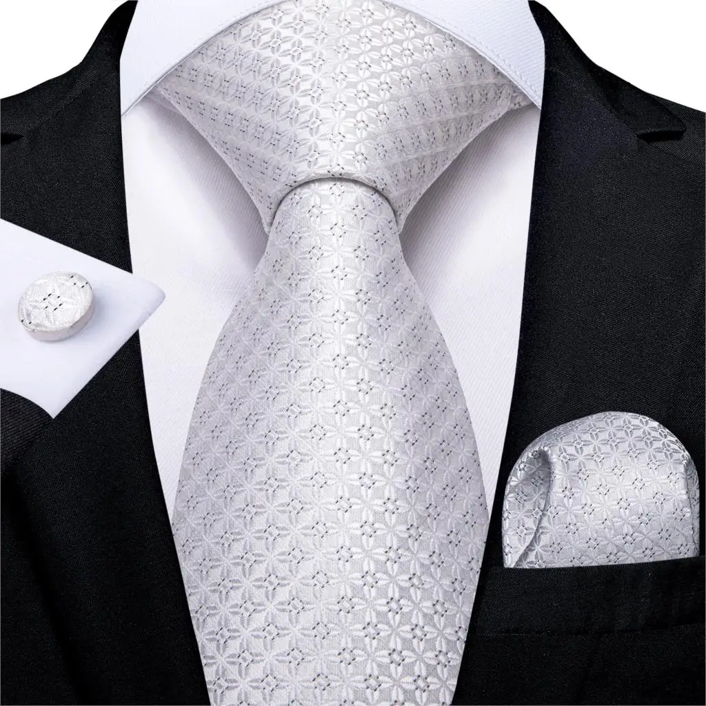 MJ-7012 DiBanGu дизайнерские 18 цветов белые Серебристые мужские галстуки Hanky запонки набор шелковых галстуков для мужчин свадебные вечерние деловые мужские галстуки - Цвет: MJ-7012