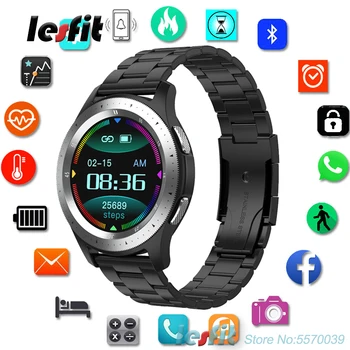 

Lesfit Black Smart Watch Women Men Smartwatch For Android IOS Bluetooth Call Watch Smart Electronic Smart-watch Fitness Tracker