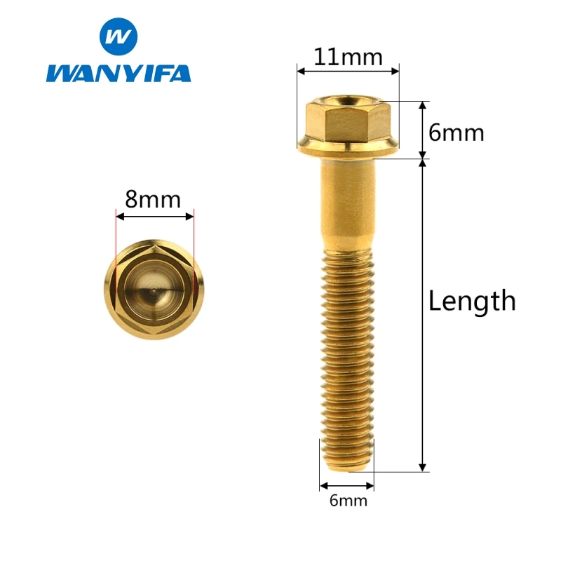 Титановый "Wanyifa" Ti велосипед Велоспорт шурупы болт M6x10 15 20 25 30 35, 40 45 50 55 60 65 мм болты с шестигранной головкой фланец крепления