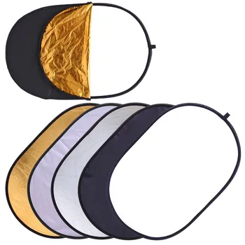 

5 in 1 Multi Disc Photography Studio Photo Oval Collapsible Light Reflector handhold portable photo disc 60x90cm