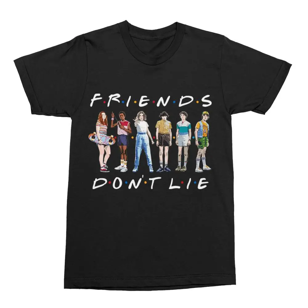 Женская футболка с принтом «Stranger Things Friends Don't Lie Letter 6 человек» - Цвет: Черный