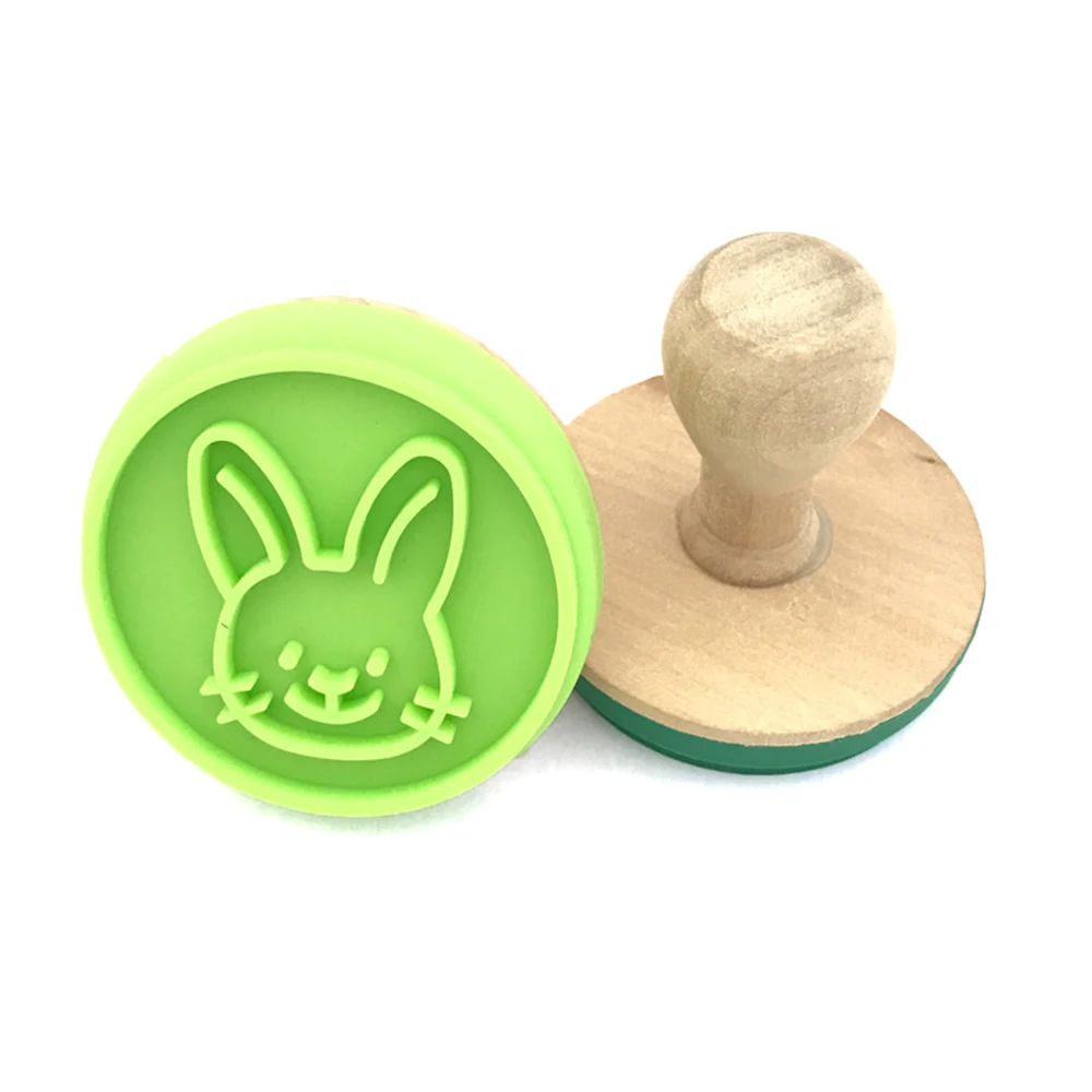 Печенья силиконовый трафарет с ручкой миксер для теста печать штамп Плунжер для печенья резак DIY Инструменты для выпечки Форма для украшения торта, рисунок «Имбирный пряник» Удар - Цвет: Rabbit