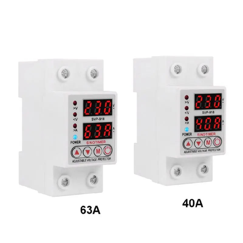 

40A 63A 220V Adjustable Under Over Voltage Current Protector Protective Device