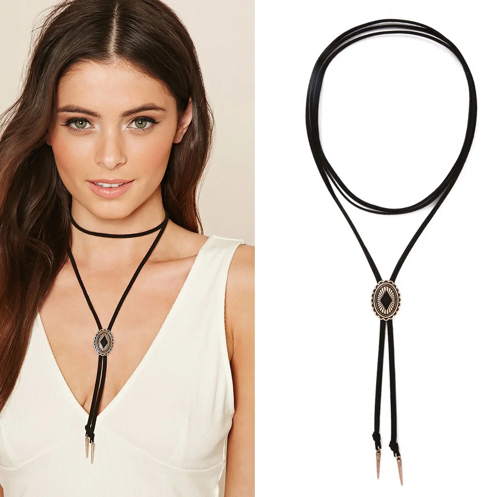Punk Neck Strap Leather Wrap Choker Collar Rope Party Short Women Necklace