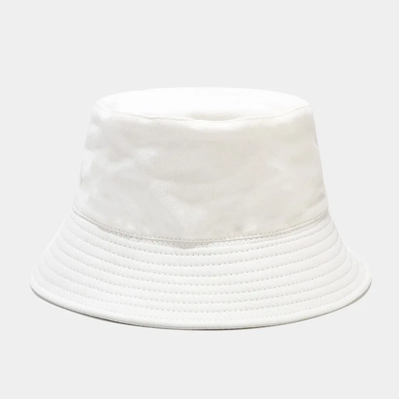 Oloey Summer White Double-sided Simple Bucket Hat Women Solid Flat Big Brim Casual Men's Beach Sun Hat Soft Shade Fisherman Hats