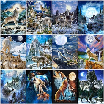 

AZQSD Painting By Numbers Abstract Wolf DIY Home Decoration Unframe Pictures By Numbers On Canvas Animal Handpainted Gift
