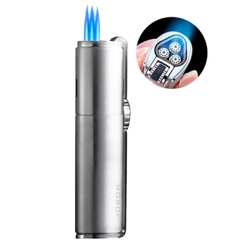 

Jet Torch Cigar Lighter Strong 3 Burners Flame Windproof Butane Refillable Cigarette Lighter BBQ Camping Hiking Lighter For Men