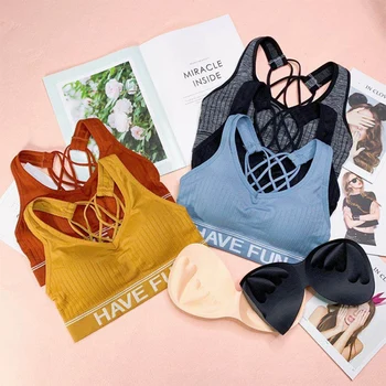 

Sexy Back Cross New Bras Summer Ladies English Sling Wrapped Chest Beauty Back Sports Bras