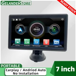 Siri Monitor portátil para coche, CarPlay dispositivo inalámbrico de navegación, pantalla de 7 pulgadas, Control táctil Universal, Android auto