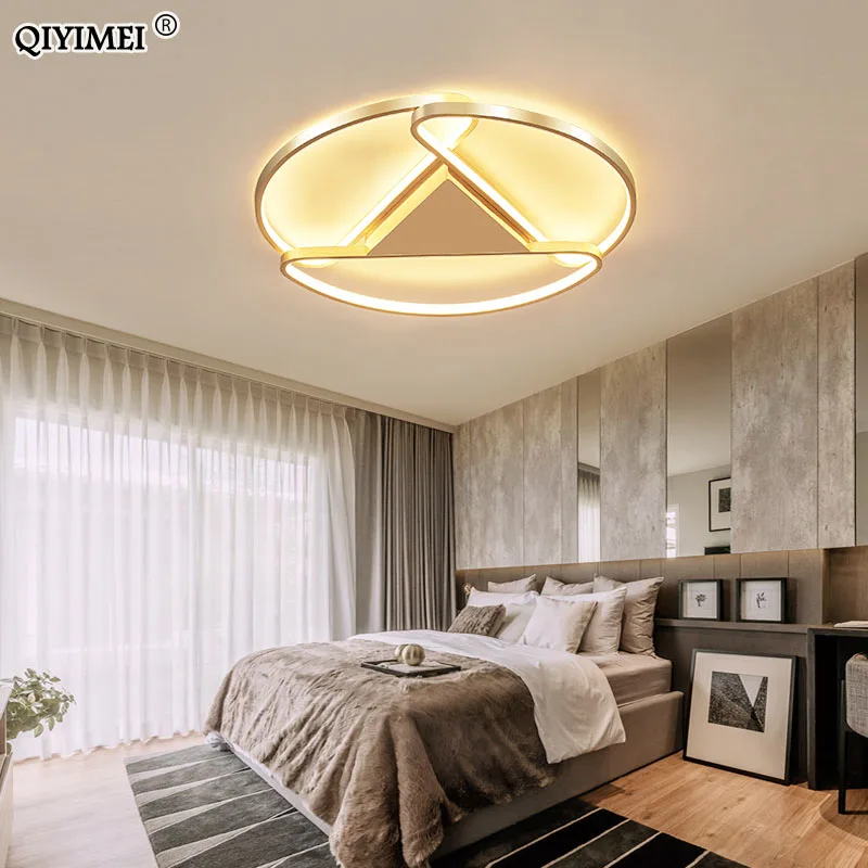 Современный Золотой светодиодный блеск люстры для гостиной спальни столовой Потолочные светильники обшивка освещения AC 90-260V
