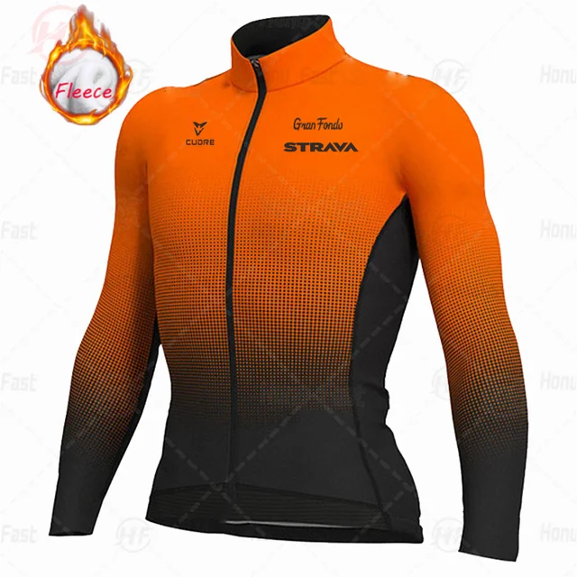 STRAVA 2022 Men Winter Fleece Cycling Jersey Set Keep warm Cycling Clothing  Mountian Bike Bicycle Clothes Ropa Maillot Ciclismo Fleece top 10