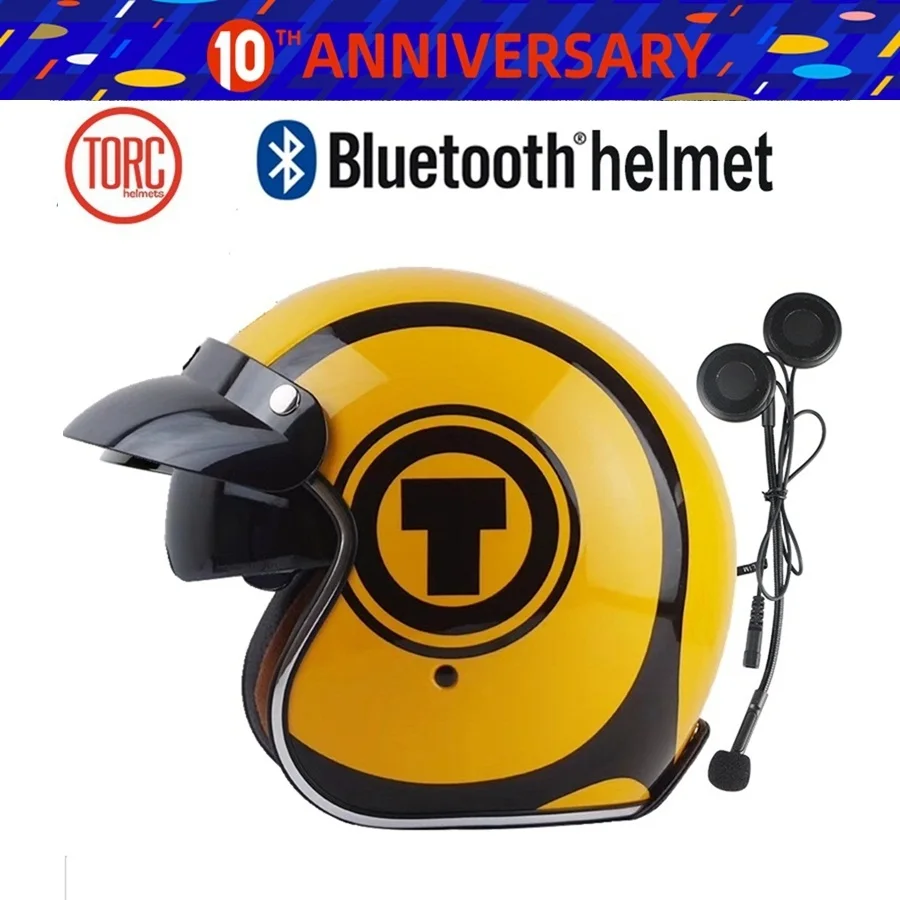 Бесплатная доставка 1 комплект винтажный козырек 3/4 с открытым лицом Bluetooth 4 0