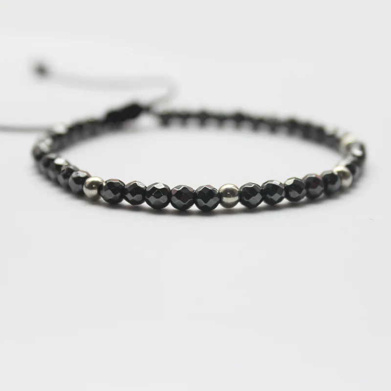 Женский браслет с гематитовыми бусинами регулируемый 4 мм HB1026|bracelet couple|men banglebracelet
