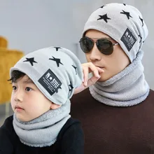 

Parent-Child Star Knitted Beanie Scarf Suits Women's Fashion Winter Hats For Men 2021 Streetwear Warm Hip Hop Caps Bonnet Homme