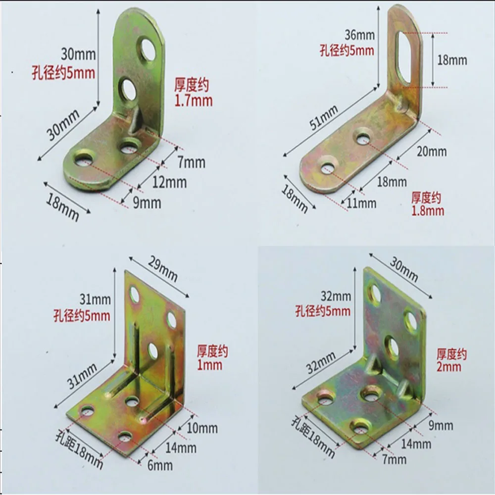 Type L 90 Degree Angle Fastener Triangle Corner Bracket Furniture Corner Brackets 10 pcs