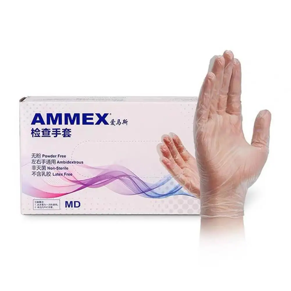 

100pcs/set Disposable Gloves PVC Material Medical Examination Soft Flexible Gloves Effectively Isolate Stains Protect Hands