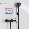 SHBSHAIMY Matte Black Thermostatic Concealed Shower Sets With Handshower Wall Mounted Hot and Cold Bathtub Faucet Mixing Valve 1