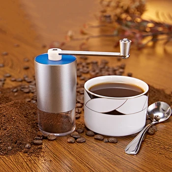 

Manual Silver Coffee Grinder Stainless Steel Adjustable Coffee Bean Mill Hand Manual Coffee Burr Mill Kitchen Tool Grinders
