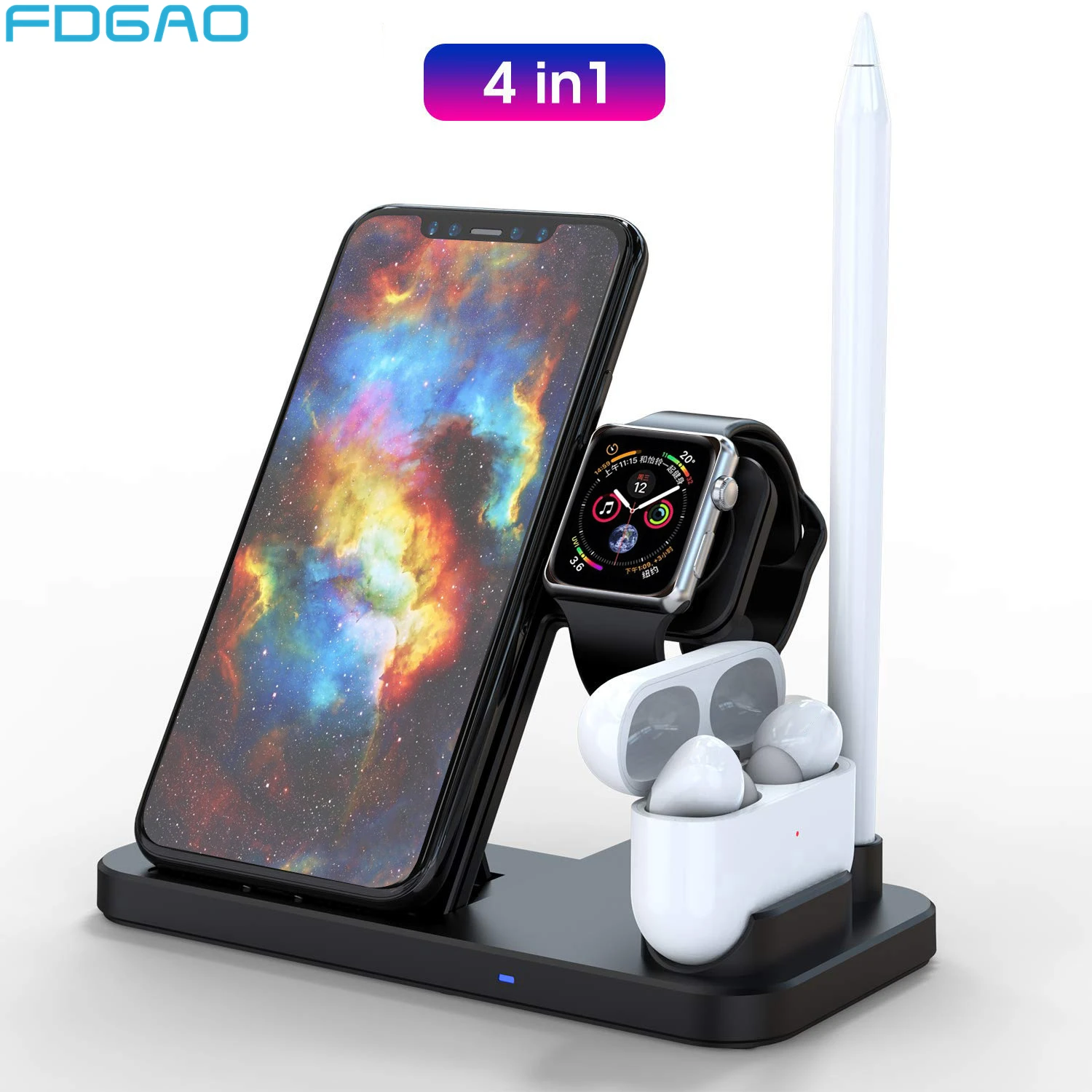 Compatible with iPhone 11 Pro//XS Max//XR//X//8 Plus Samsung Galaxy S10//S9//S8//S7 and All Qi-Enabled Cell Phone 3 in 1 Wireless Charger Station AirPods and Phone Qi Fast Charging Dock for Apple Watch