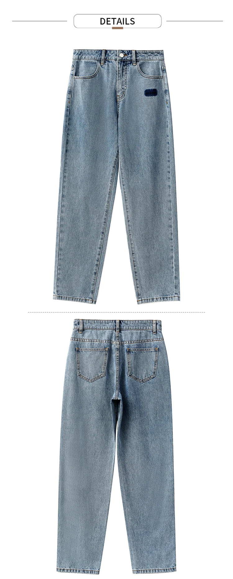 AMII Minimalism Autumn Fashion Embroidery Female Jeans Causal Cotton High Waist Straight Ankel-length Female Jeans 12070215