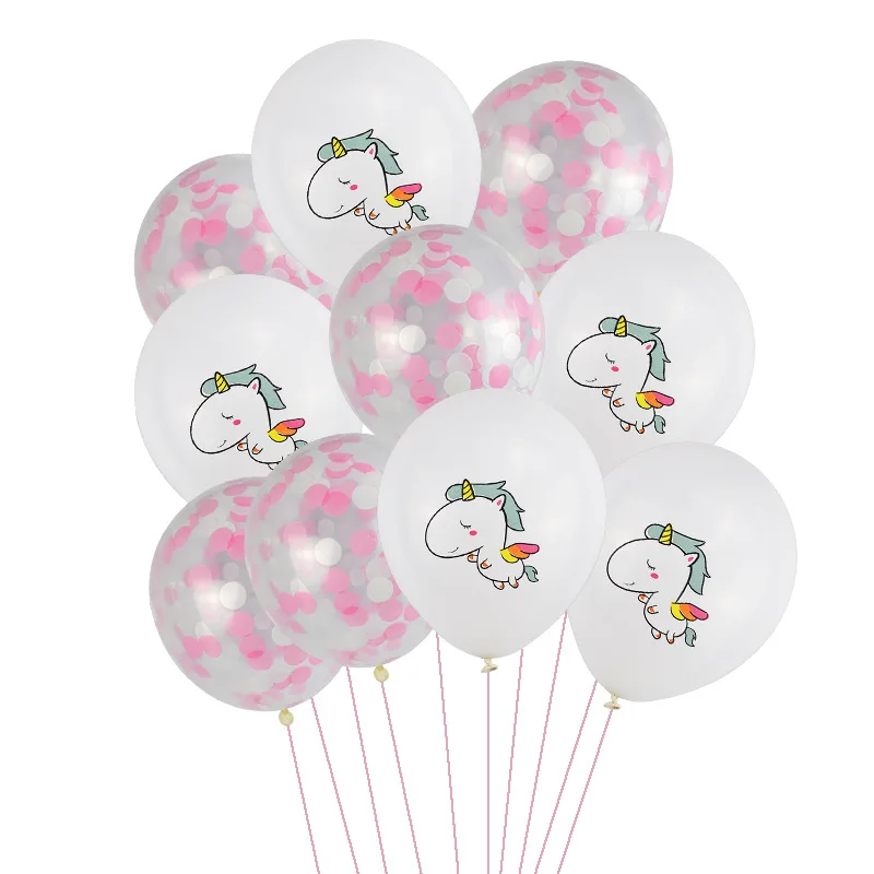 Leeiu 10 PCS с днем рождения воздушные шары в форме единорога для свадьбы или «нулевого дня рождения» латексные шары Единорог День рождения цветные конфетти воздушные шары