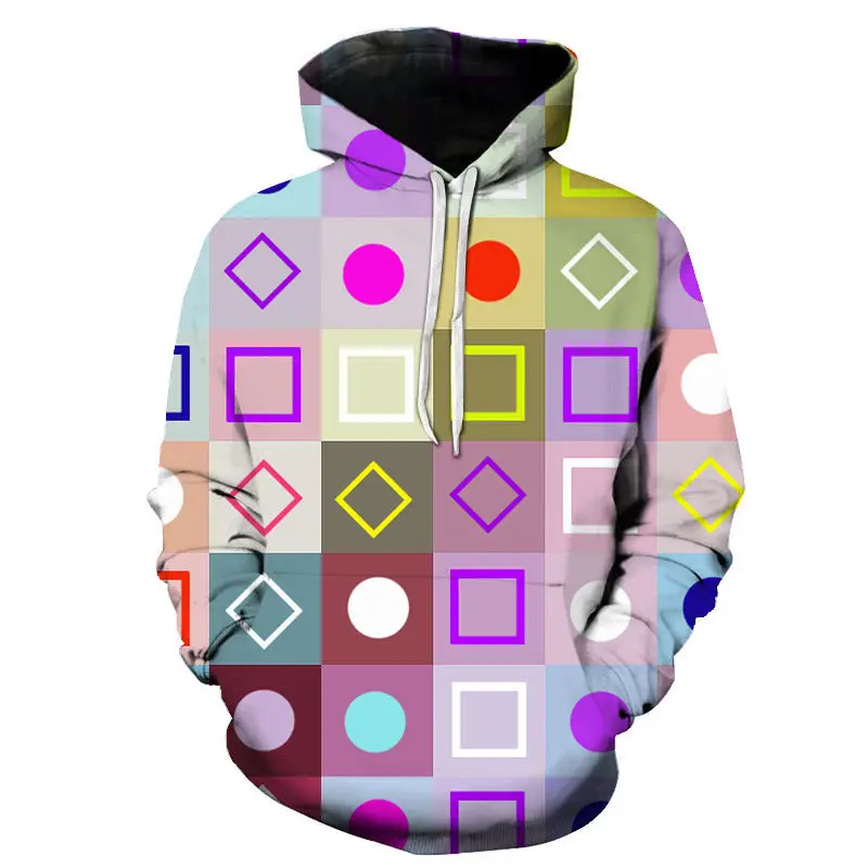 

Autumn winter Irregular pattern hoodies men 3D print Fashion Geometric patterns sweatshirt hit color block hoodie casual hoody