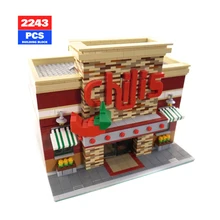

MOC Creative Expert Architecture Idea Chili's Restaurant City Street View Building Blocks Collect Toys for Children Holiday Gift