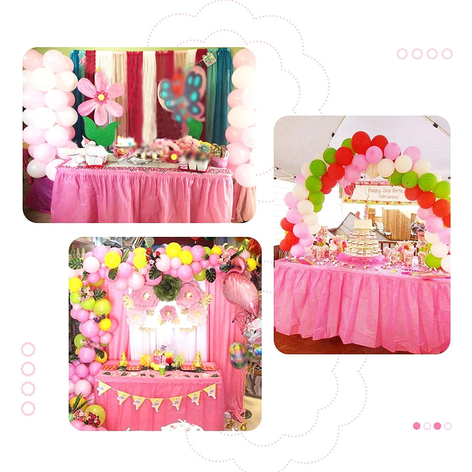 YOMDID Disposable Table Skirt Plastic Party 6 colors 75x430cm Table Cover for Happy Birthday Party Wedding Festival Decoration 6