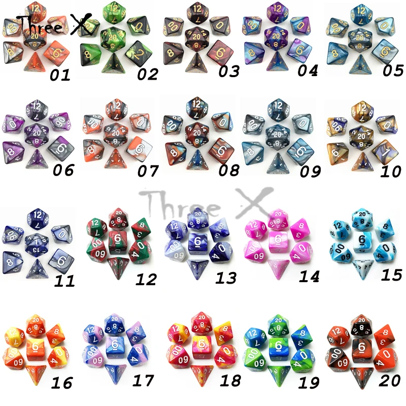 Purple with Blue Mixed-color Portable Dice Playing Game for DNDGame Double Color Effect Rpg