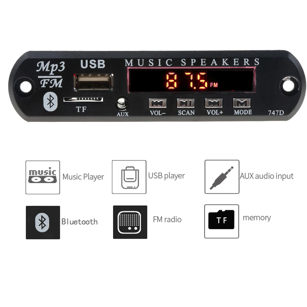 USB fm-радио DIY для динамика MP3 плеера декодер доска автомобильный комплект аксессуары 3,5 мм AUX TF WMA 5 в bluetooth-аудиоресивер
