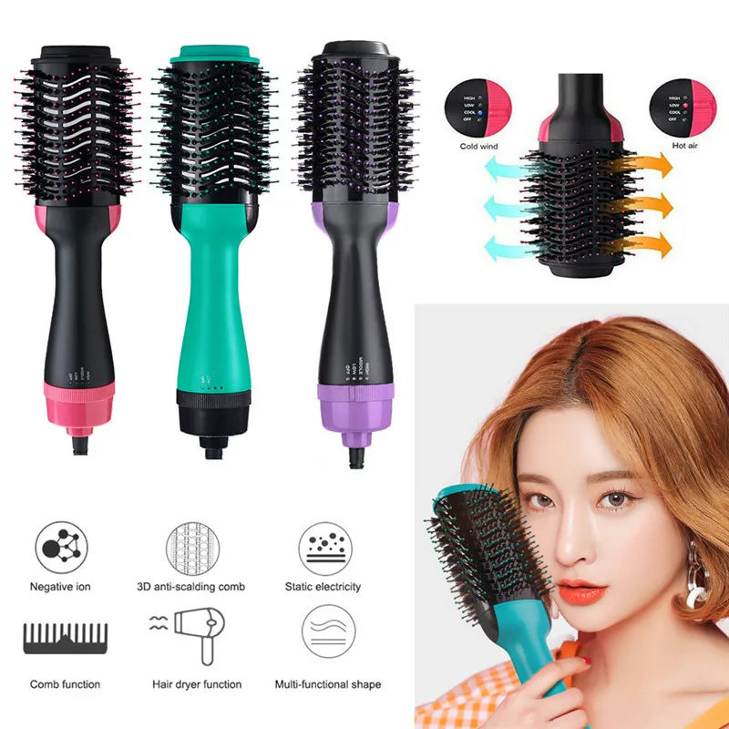 

2 in 1 Multifunctional Hair Dryer Volumizer Rotating Hot Hair Brush Curler Roller Rotate Styler Comb Styling Curling Flat iron