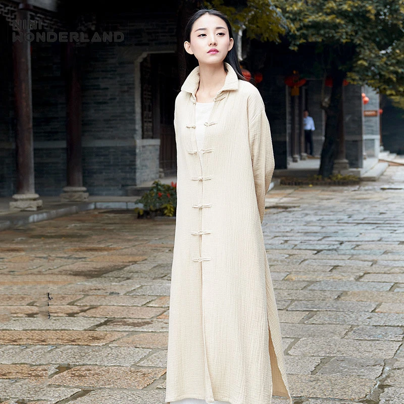 

NINI WONDERLAND 2019 Autumn Cotton Vintage Trench Coat Women Loose Coat Cardigan Spring Female Single Breasted Casual Outerwear