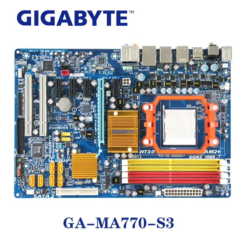 Разъем AM2+/AM3 для AMD 770 Gigabyte GA-MA770-S3 материнская плата DDR2 16 Гб GA MA770 S3 настольная MA770-S3 системная плата ATX б/у