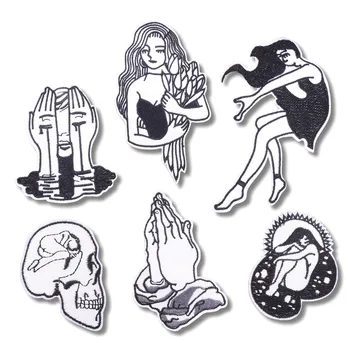 

Biker Patch on Clothes Sticker Skull Embroidery Patches for Clothing Badge Sew on Cloth Bag Computer Embroidery Chapter Skull Bl