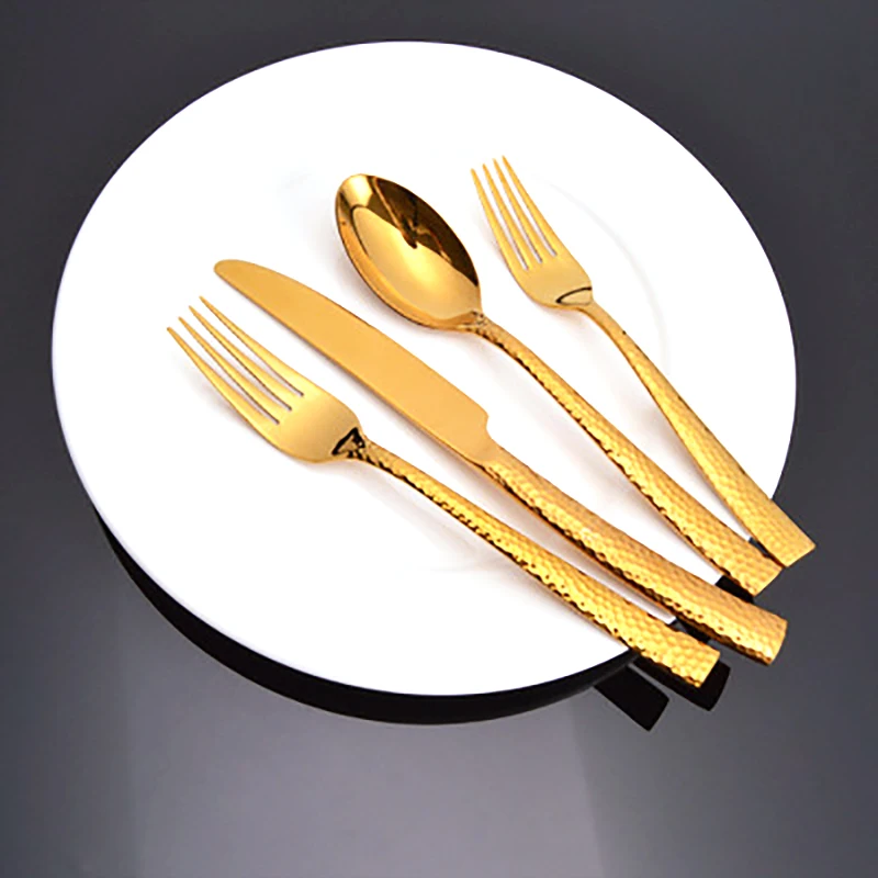 

4pcs/set Stainless steel Golden Flatware set Gold Dinnerware Cutlery set Kitchen Dinner Set Dinning Fork Spoon Knife Teaspoon