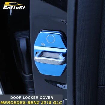 

For Mercedes-Benz 2016-2019 GLC Car Styling Door Lock Protective Cover Locker Cap Trim Stickers Interior Accessories