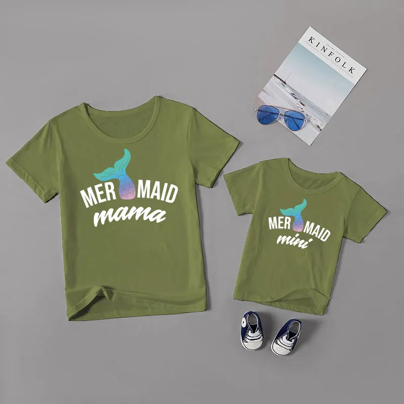 MVUPP/модная футболка для мамы и дочки одинаковые комплекты семьи Одежда маленьких