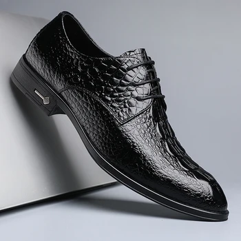 

2020 New Formal Men Leather Shoes Fashion Casual Business Shoes Brand Men Party Footwear Pointed Toe Mens Oxford Dress Shoes