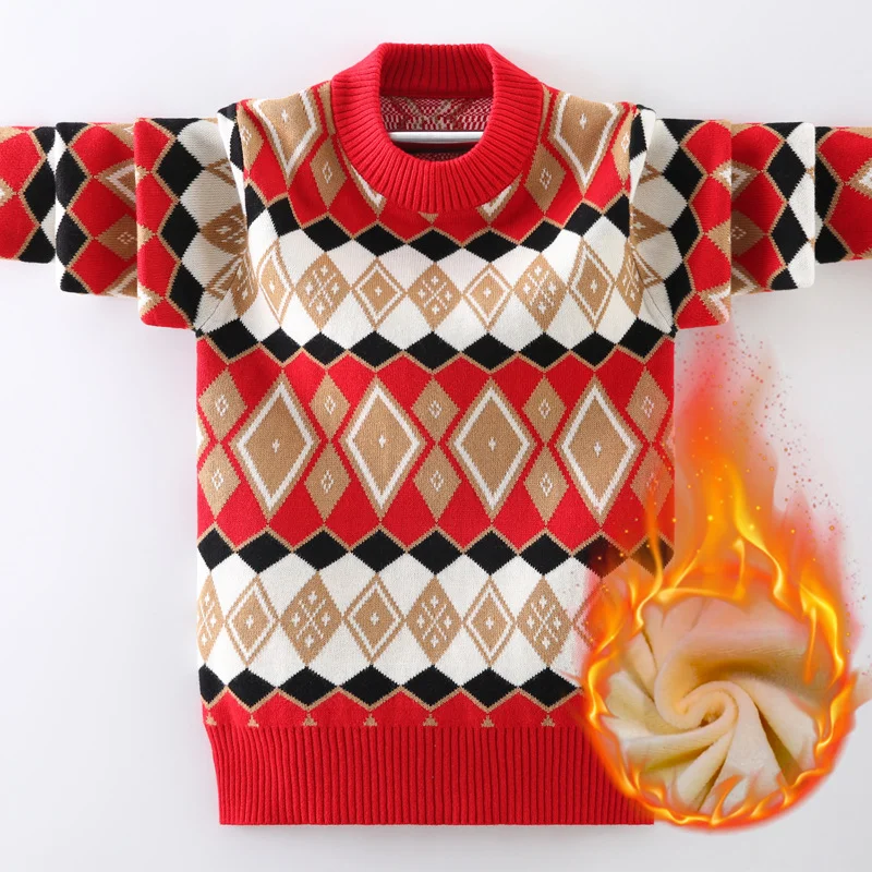 Ragazzi Maglioni Di Cotone Uniforme Moda Stampato Modello Design Bambini Più Pullover Di Velluto Per Bambini 6 8 10 12 14 Anni Lc263-2