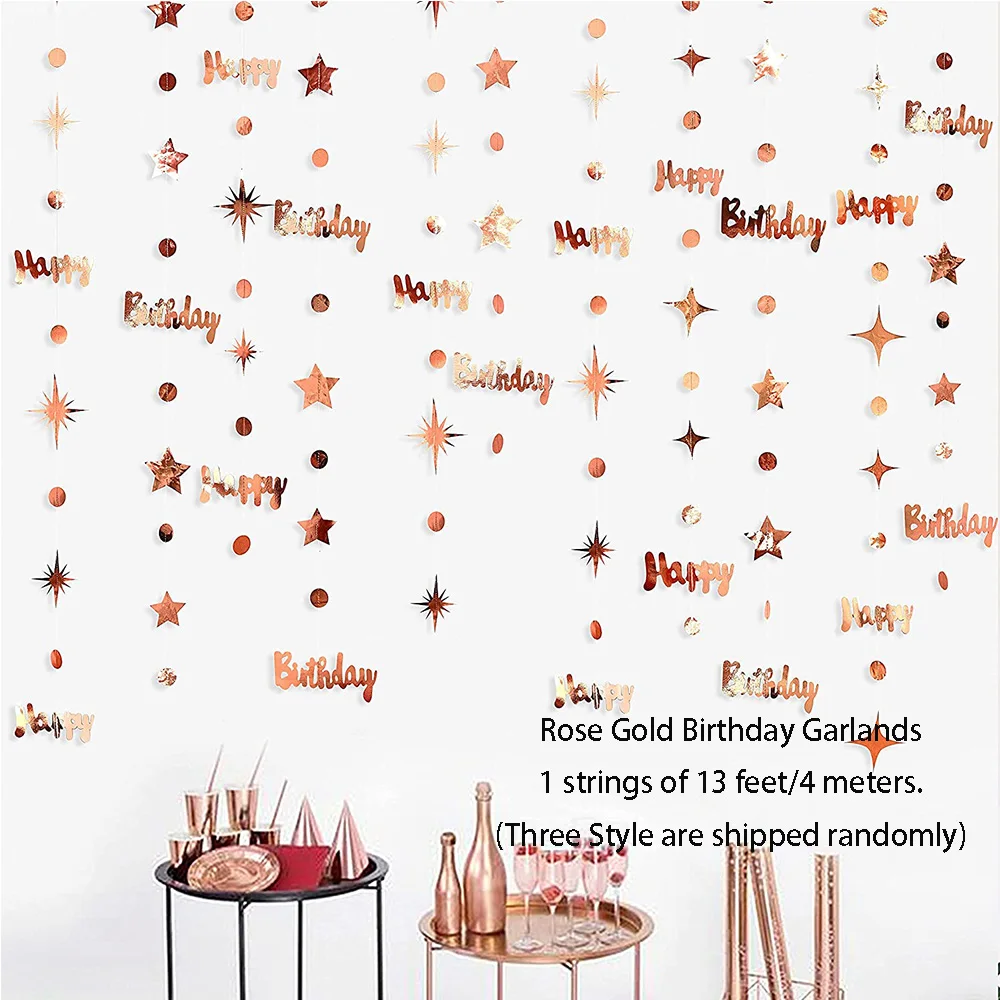Rose Gold Paper Bunting Triangle Flags - Wedding & Party Hanging Decoration