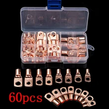 

60Pcs Wire Lug Connector Ring SC6-25 Copper Connectors Bare Cable Electric Crimp Terminal Connector Diy Kit Wire Terminal